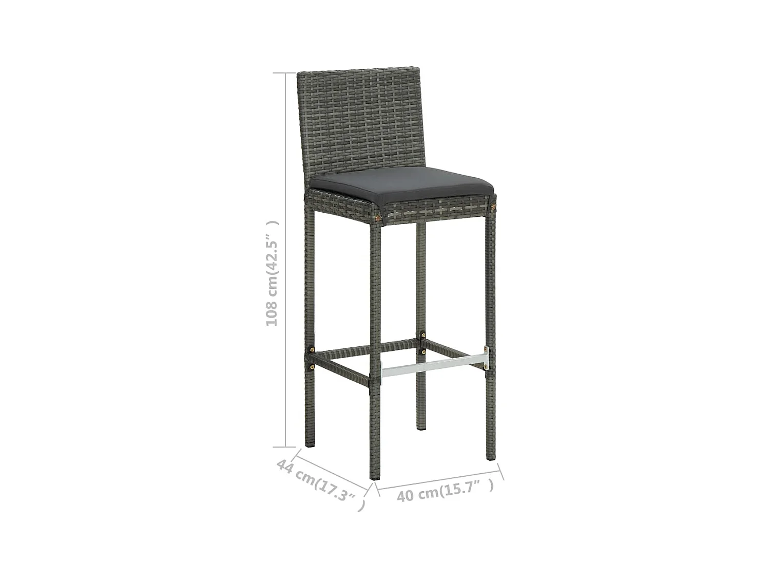 Tabourets de bar de jardin et coussins lot de 4 résine tressée
