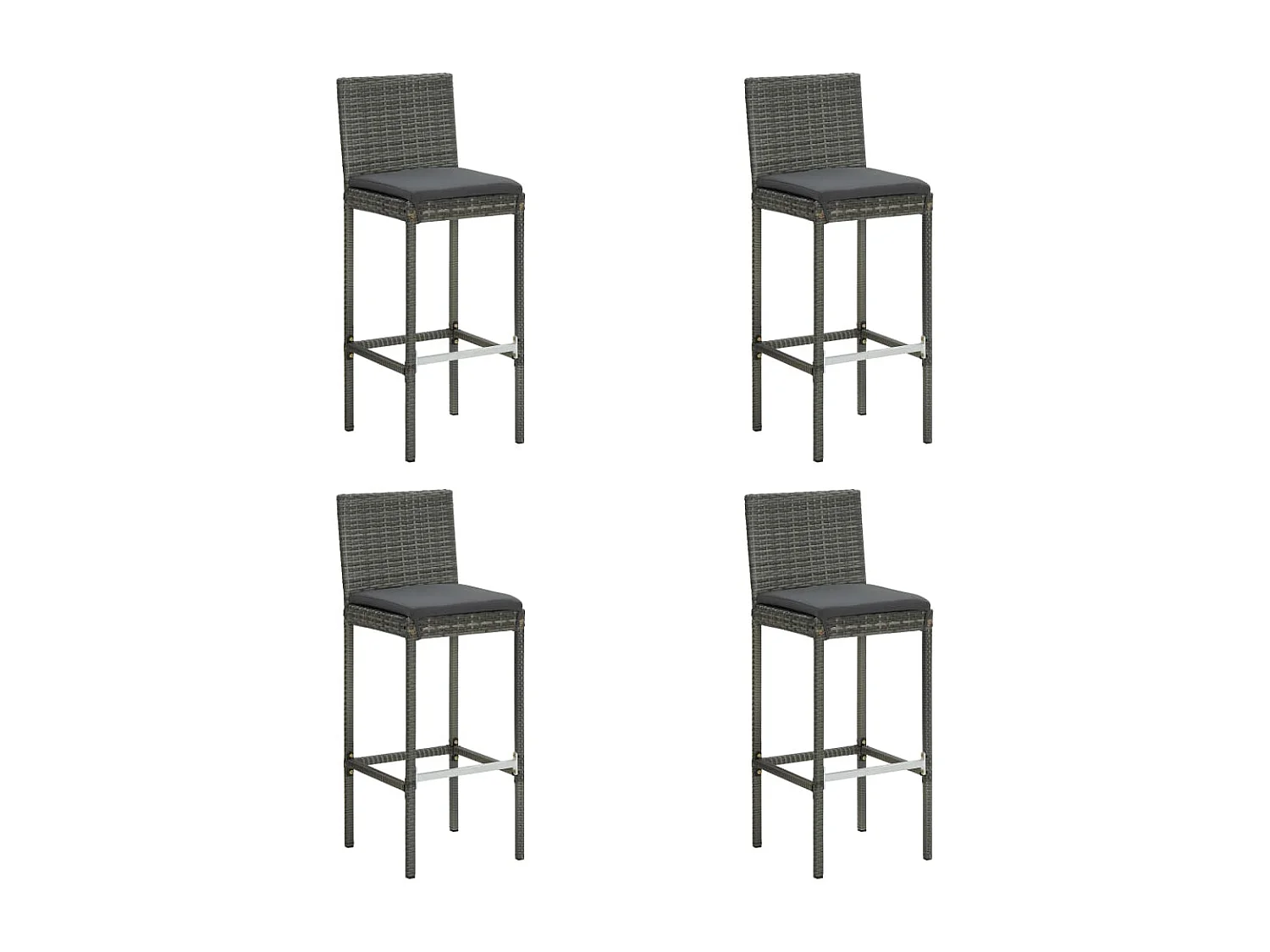 Tabourets de bar de jardin et coussins lot de 4 résine tressée