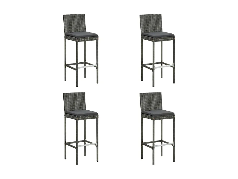 Tabourets de bar de jardin et coussins lot de 4 résine tressée