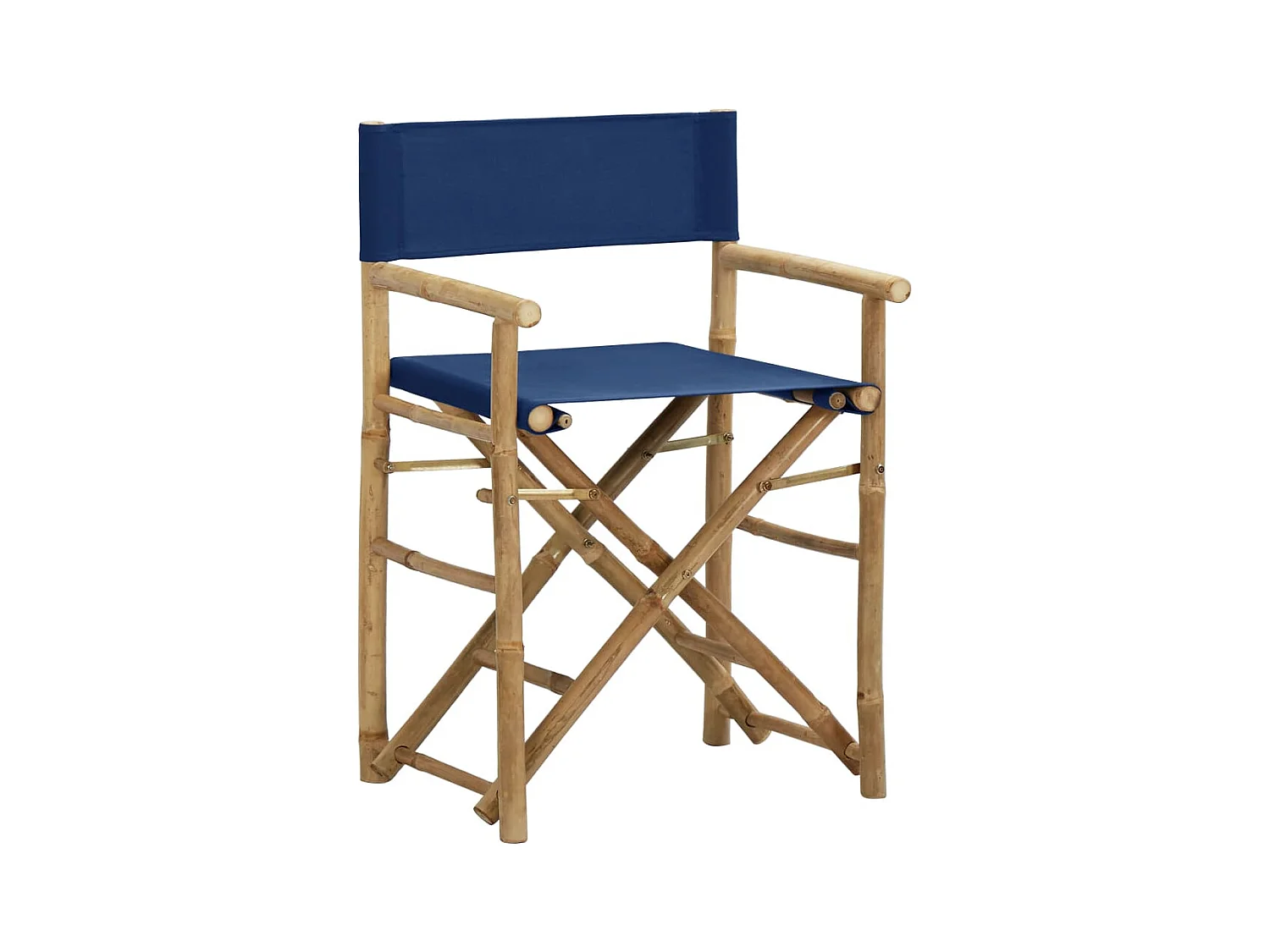 Chaises pliables de directeur lot de 2 Bleu Bambou et tissu