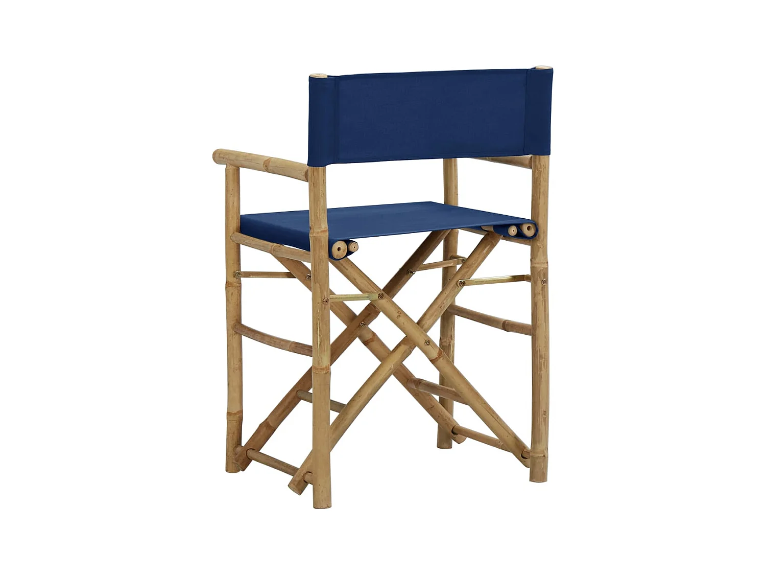 Chaises pliables de directeur lot de 2 Bleu Bambou et tissu