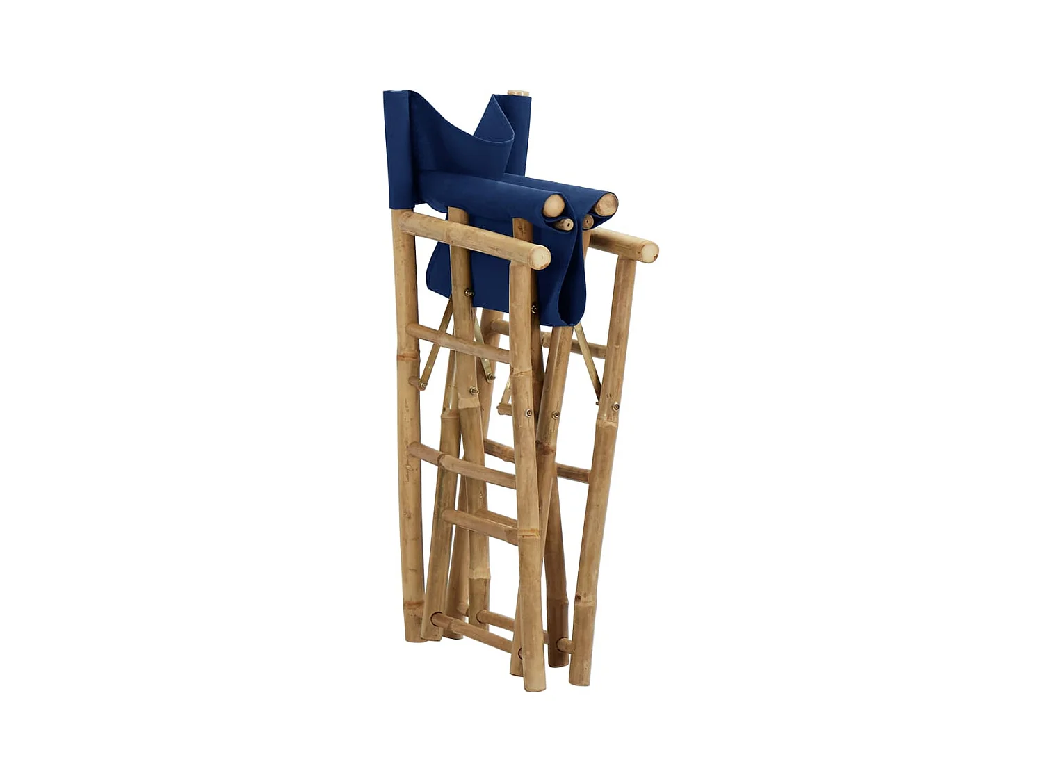 Chaises pliables de directeur lot de 2 Bleu Bambou et tissu