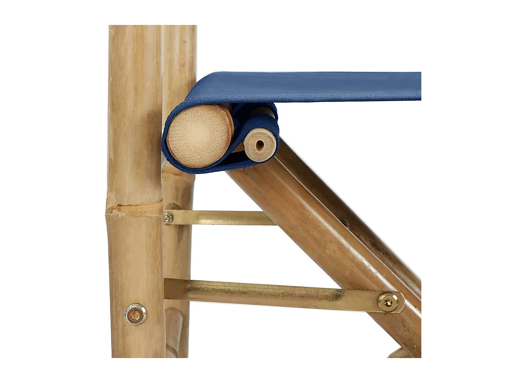 Chaises pliables de directeur lot de 2 Bleu Bambou et tissu