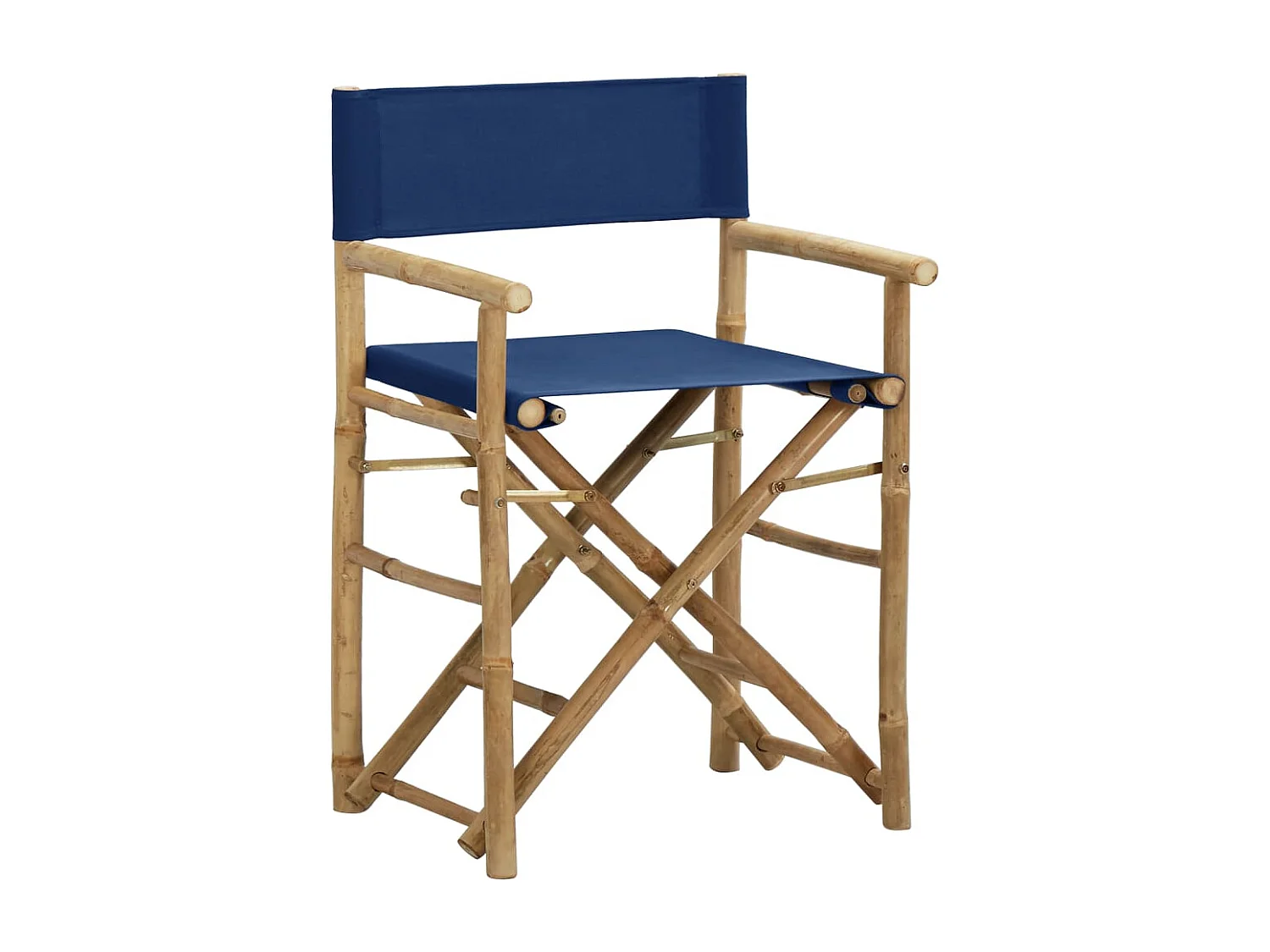 Chaises pliables de directeur lot de 2 Bleu Bambou et tissu