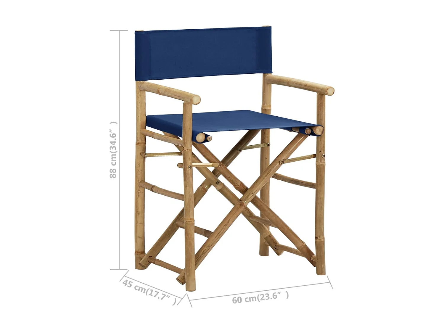 Chaises pliables de directeur lot de 2 Bleu Bambou et tissu