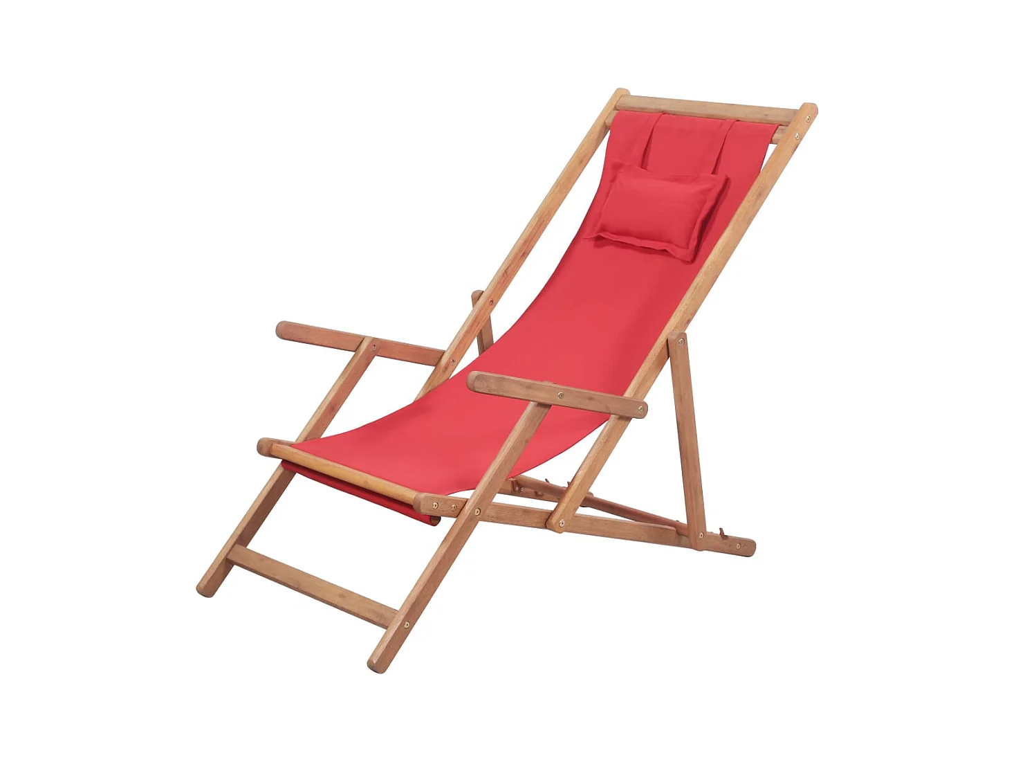 Chaise pliable de plage Tissu et cadre en bois Rouge
