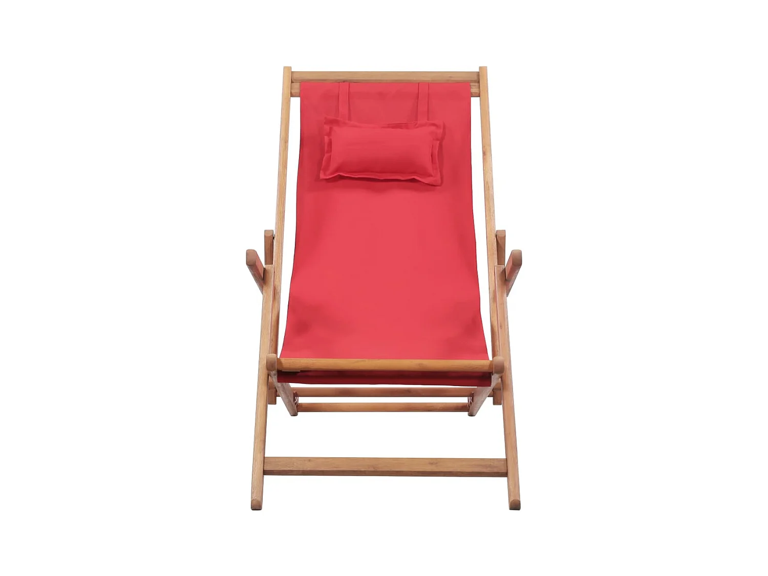 Chaise pliable de plage Tissu et cadre en bois Rouge