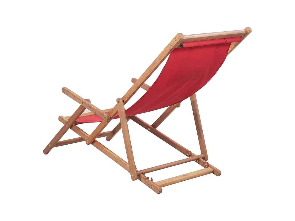 Chaise pliable de plage Tissu et cadre en bois Rouge