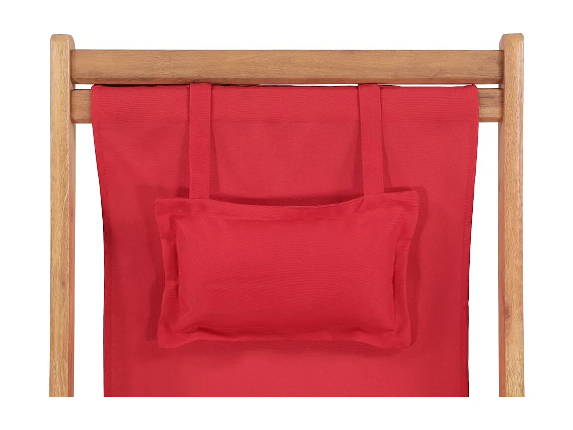 Chaise pliable de plage Tissu et cadre en bois Rouge