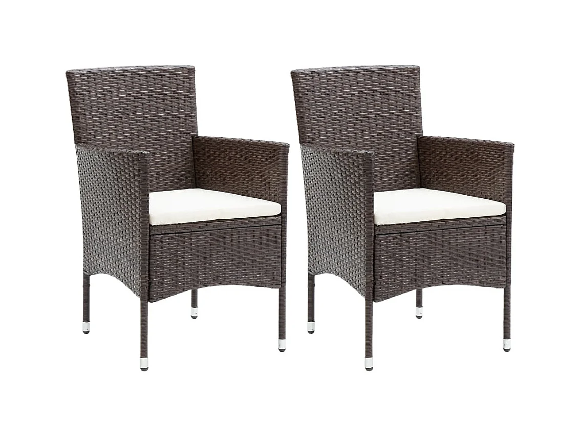 Chaises à manger de jardin lot de 2 Résine tressée Marron