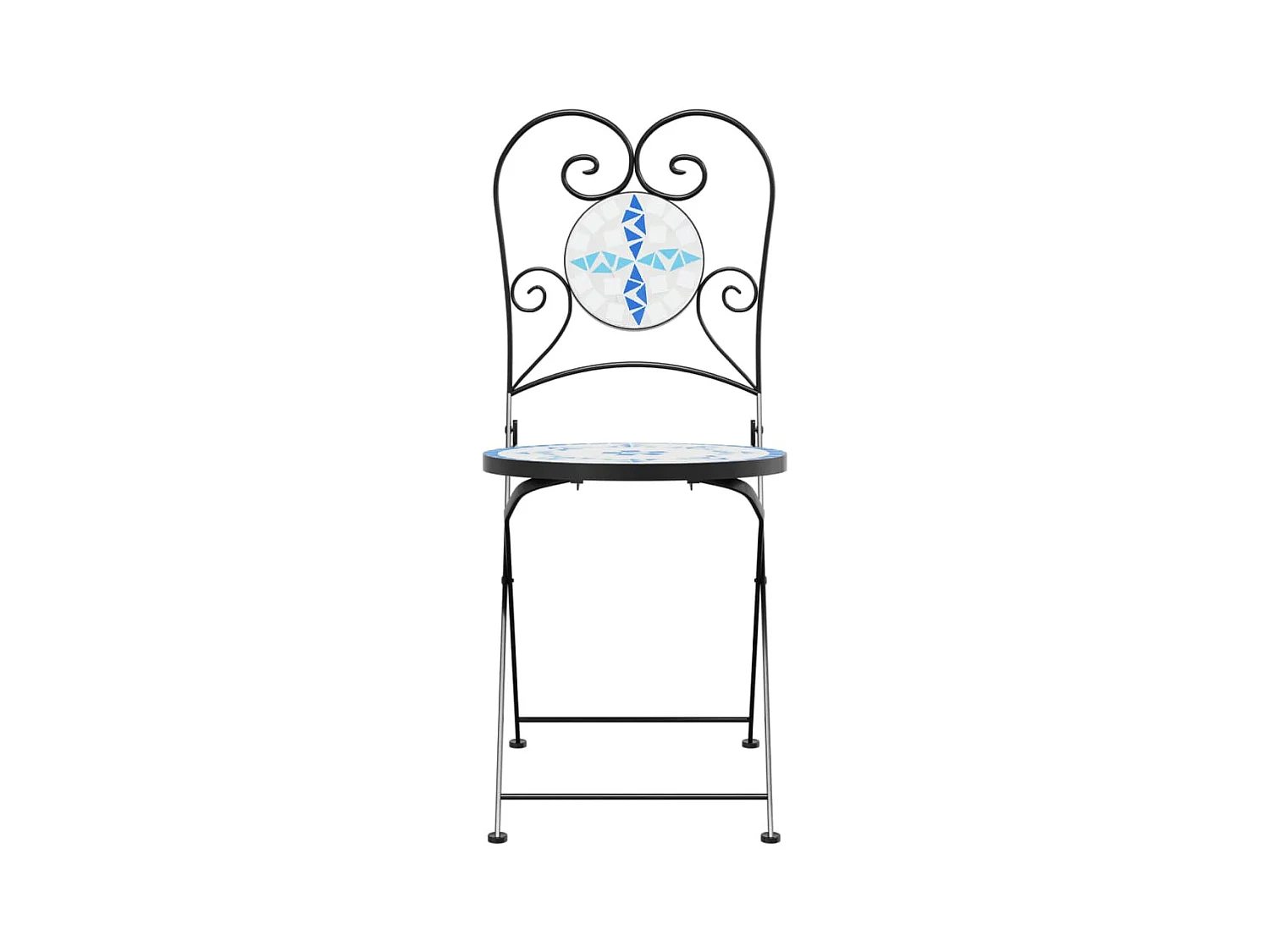 Chaises de bistro pliables lot de 2 bleu et blanc céramique
