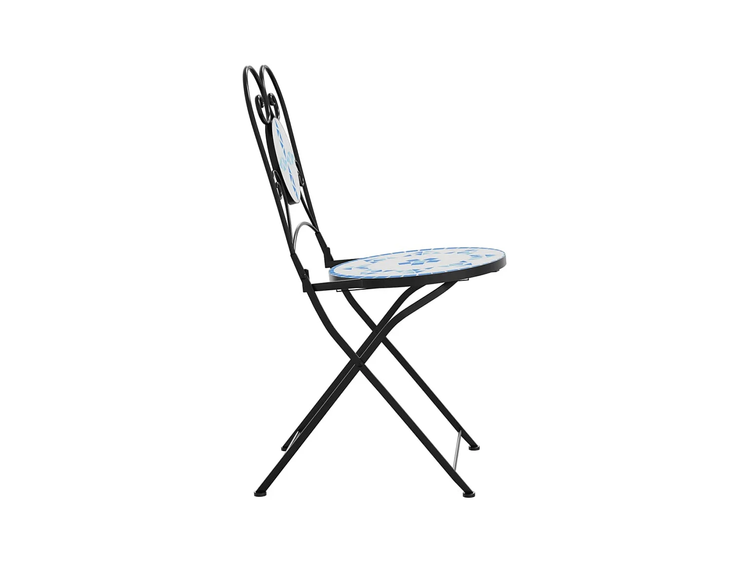 Chaises de bistro pliables lot de 2 bleu et blanc céramique