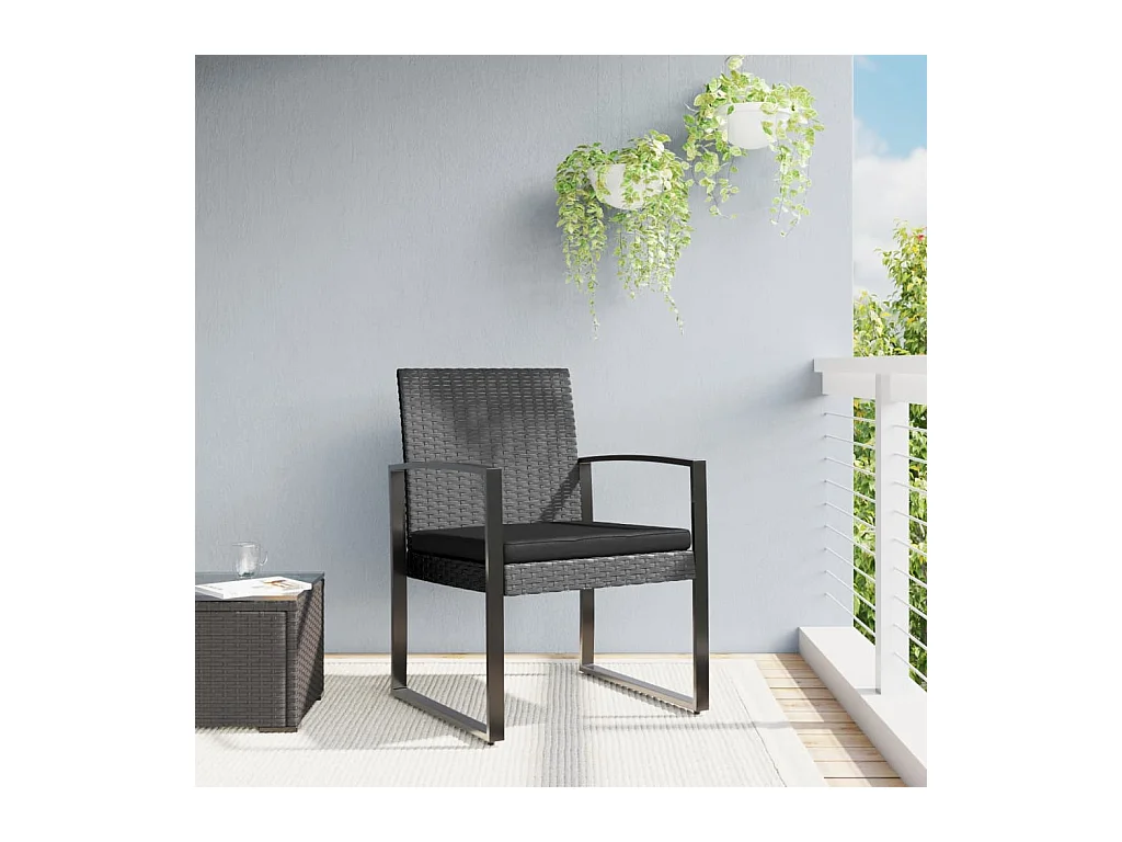 Chaises à manger de jardin lot de 2 gris foncé rotin PP