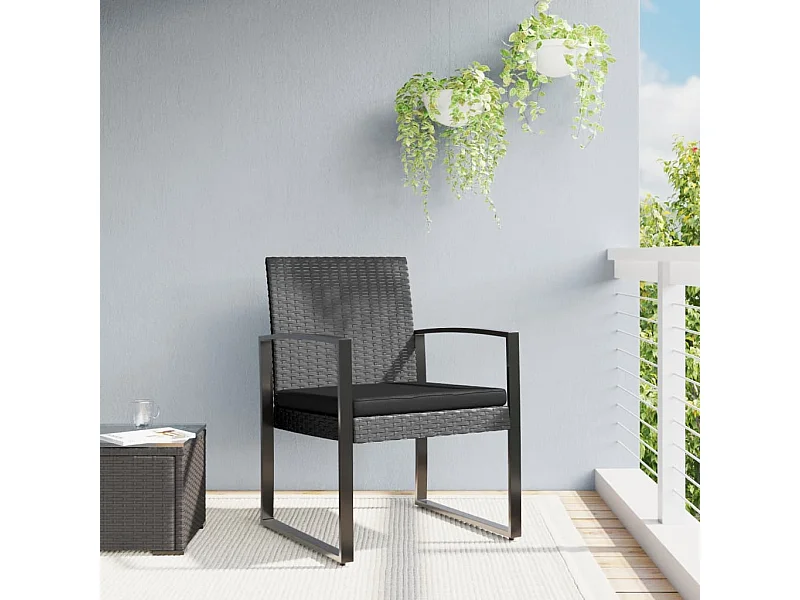 Set di 2 sedie da pranzo da giardino in rattan PP grigio scuro