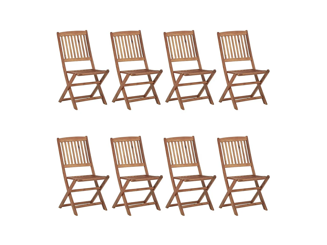 Chaises pliables d'extérieur lot de 8 Bois d'acacia solide