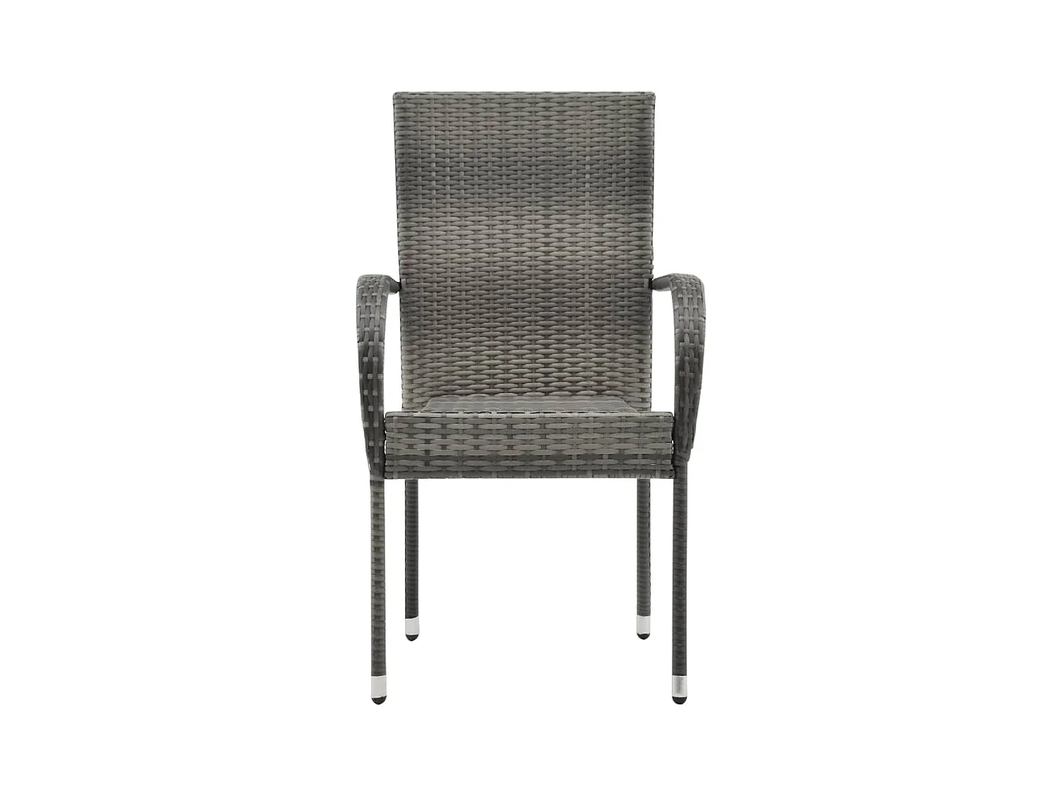 Set di 2 sedie impilabili da esterno in resina grigia intrecciata