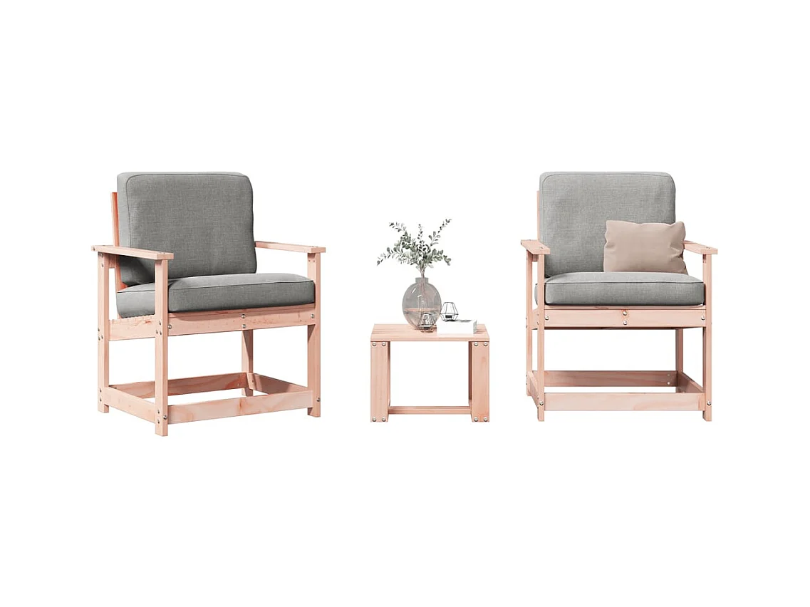 Conjunto de muebles de jardín de 3 piezas de madera maciza de abeto Douglas