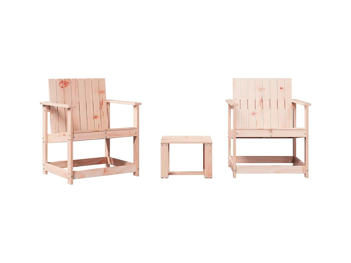 Conjunto de muebles de jardín de 3 piezas de madera maciza de abeto Douglas
