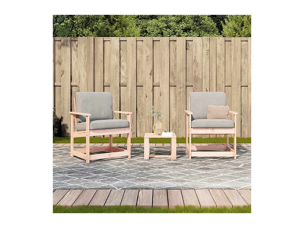 Conjunto de muebles de jardín de 3 piezas de madera maciza de abeto Douglas