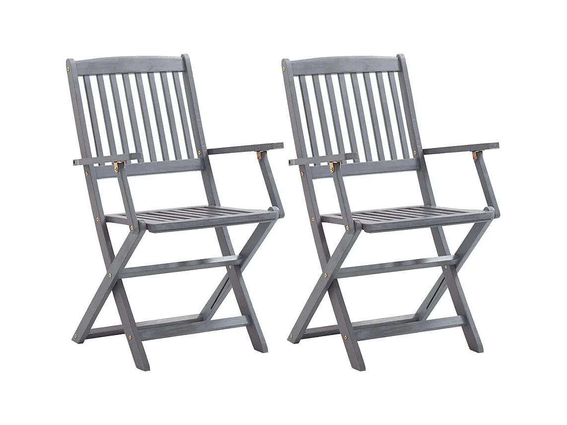 Chaises pliables d'extérieur lot de 2 et coussins Bois d'acacia