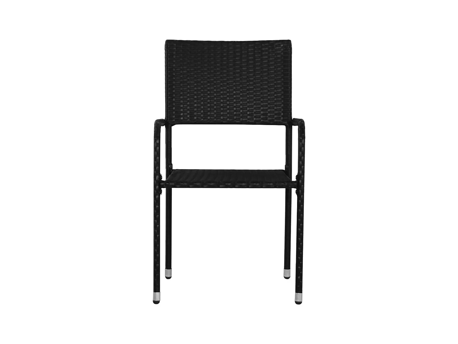 Juego de 2 sillas de comedor de jardín apilables de mimbre de resina negra