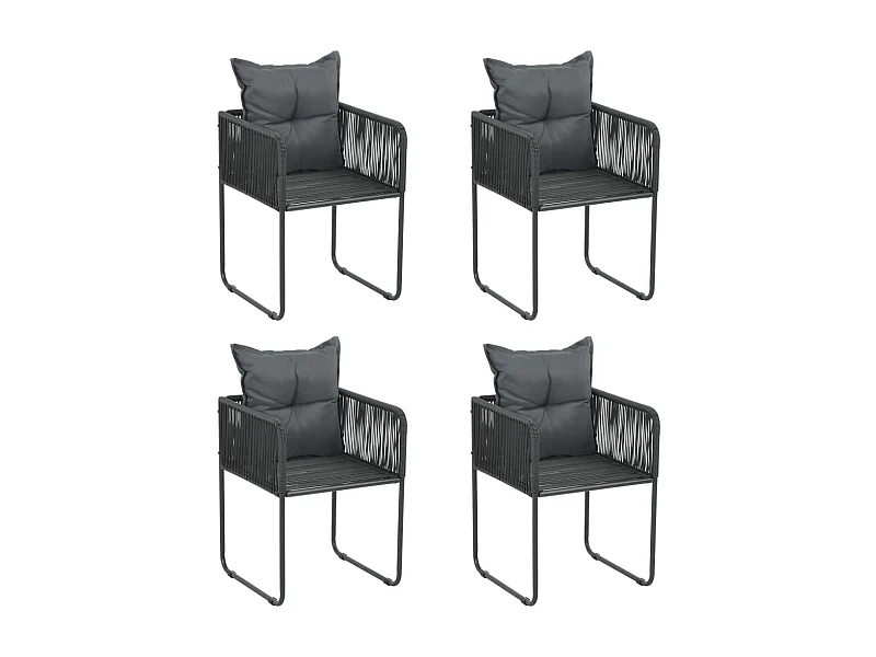 Buitenstoelen set van 4 met kussens Zwart riethars
