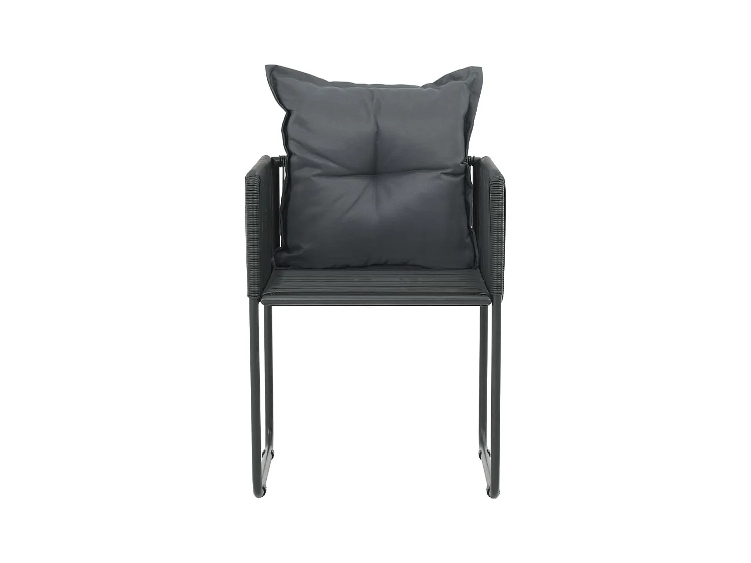 Buitenstoelen set van 4 met kussens Zwart riethars