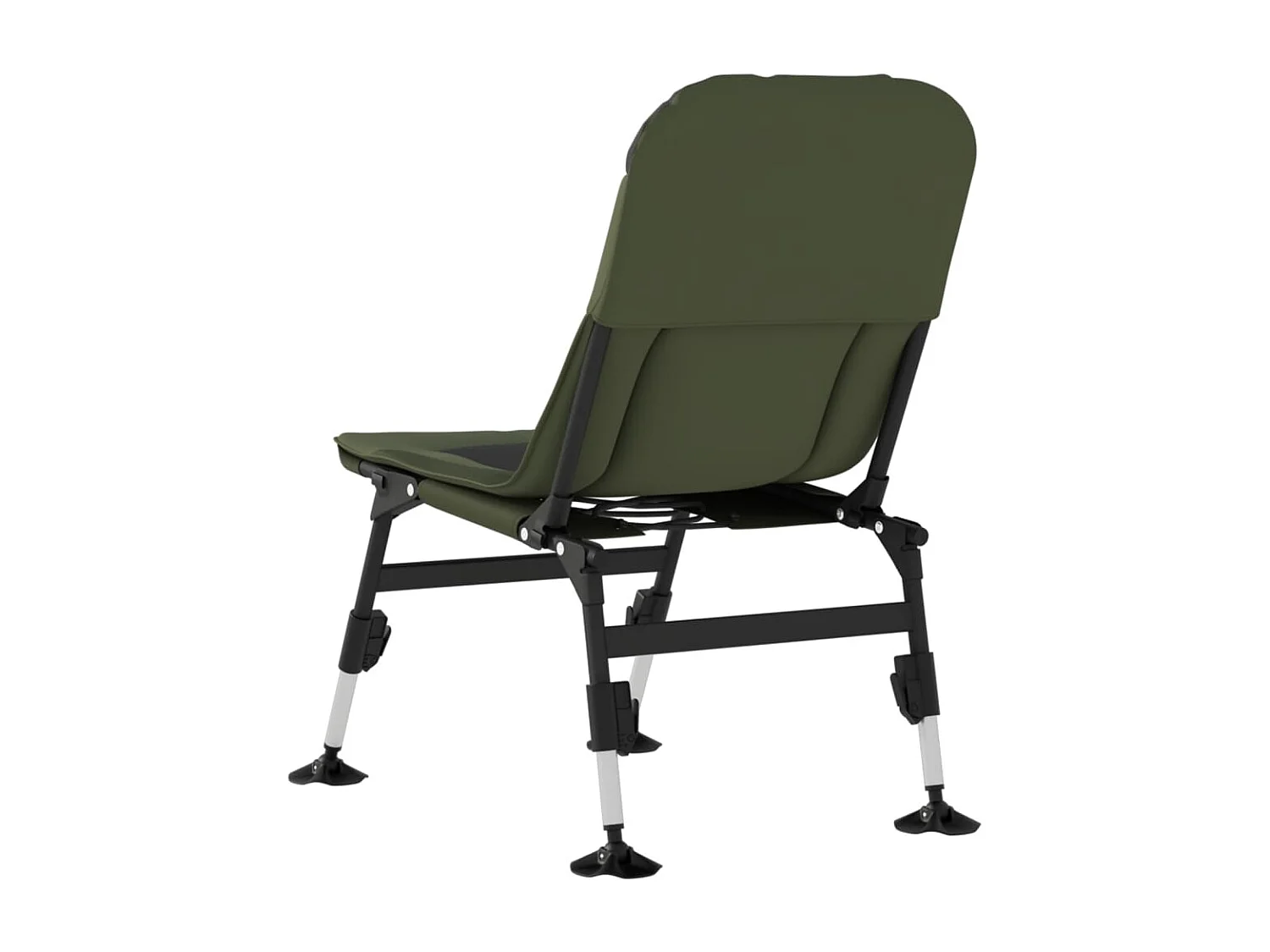Sedia da pesca pieghevole verde con gambe regolabili in fango