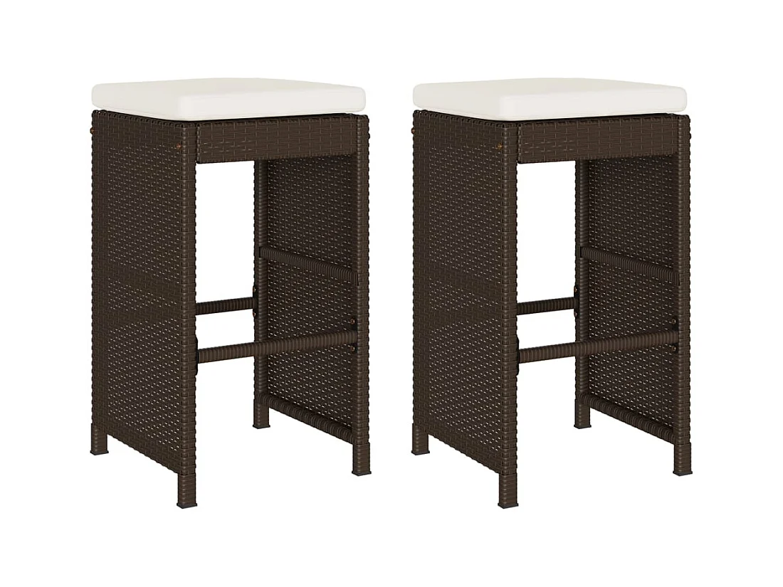 Tabourets de bar jardin coussins lot de 2 marron résine tressée