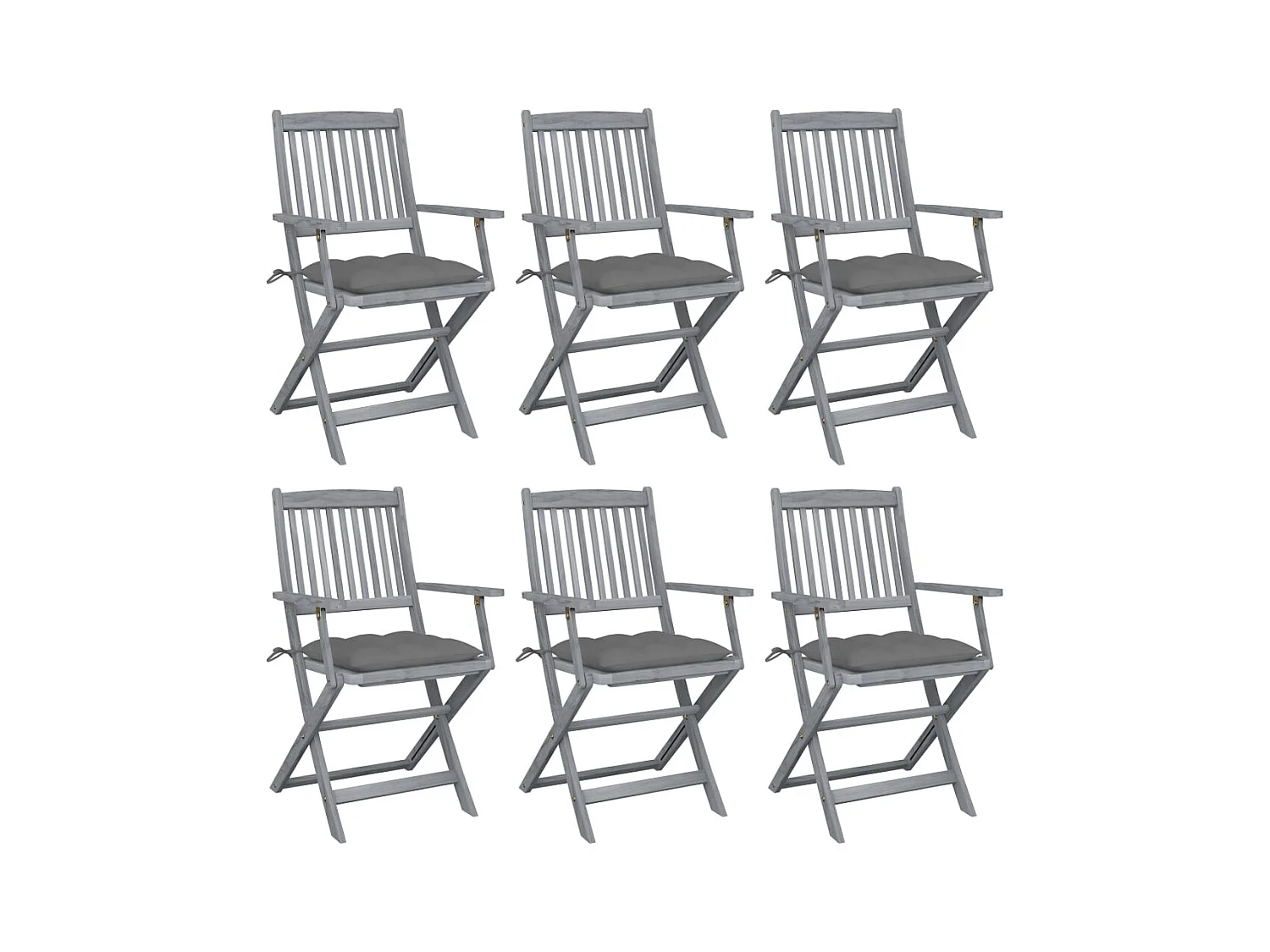 Chaises pliables d'extérieur lot de 6 et coussins Bois d'acacia