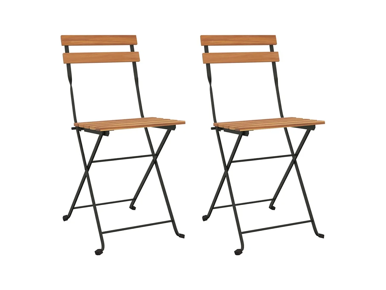 Chaises de bistrot pliantes lot de 2 Bois de teck solide acier