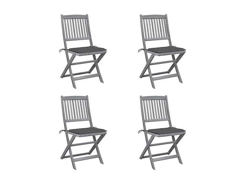 Chaises pliables d'extérieur lot de 4 et coussins Bois d'acacia