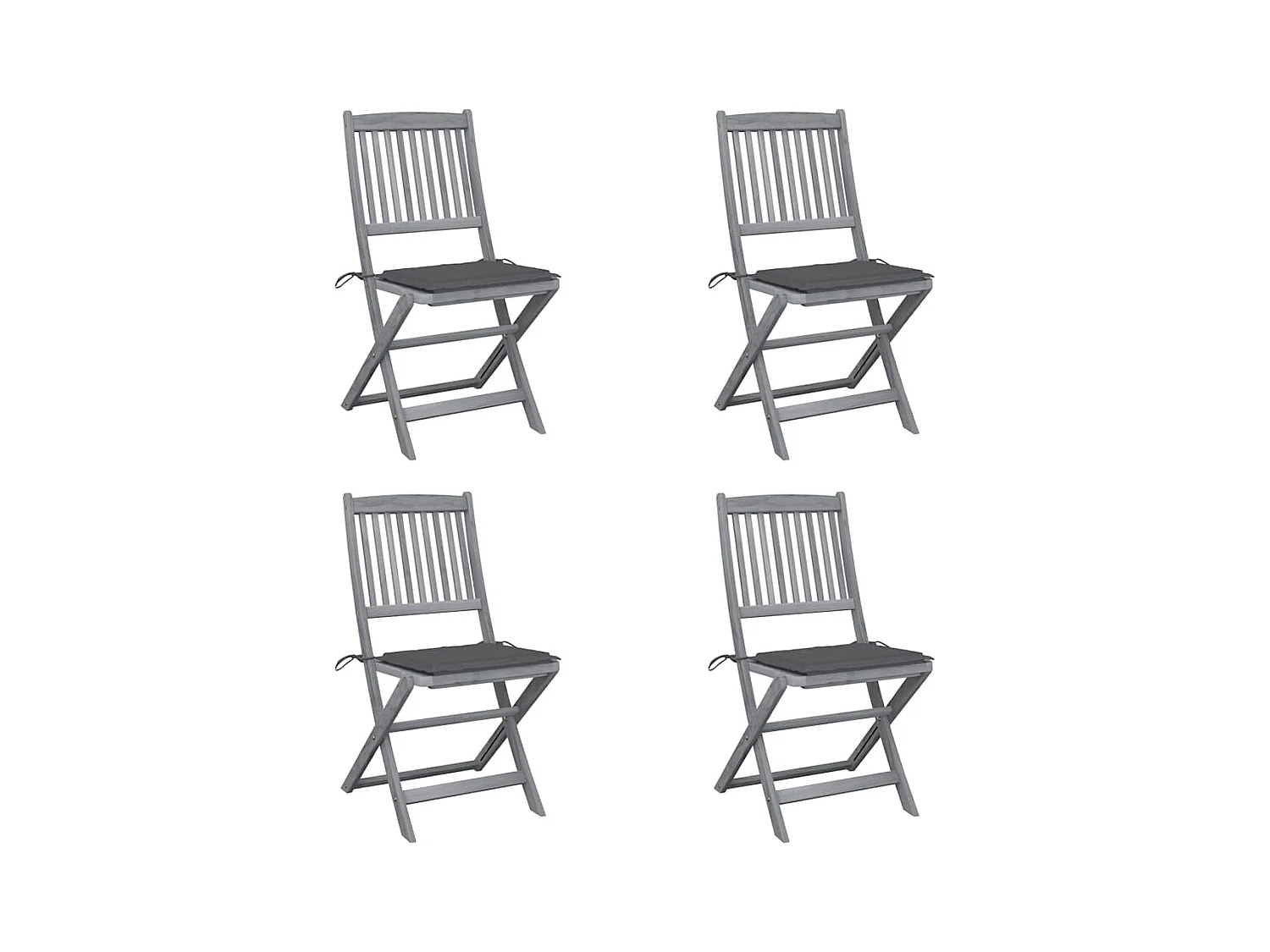 Chaises pliables d'extérieur lot de 4 et coussins Bois d'acacia