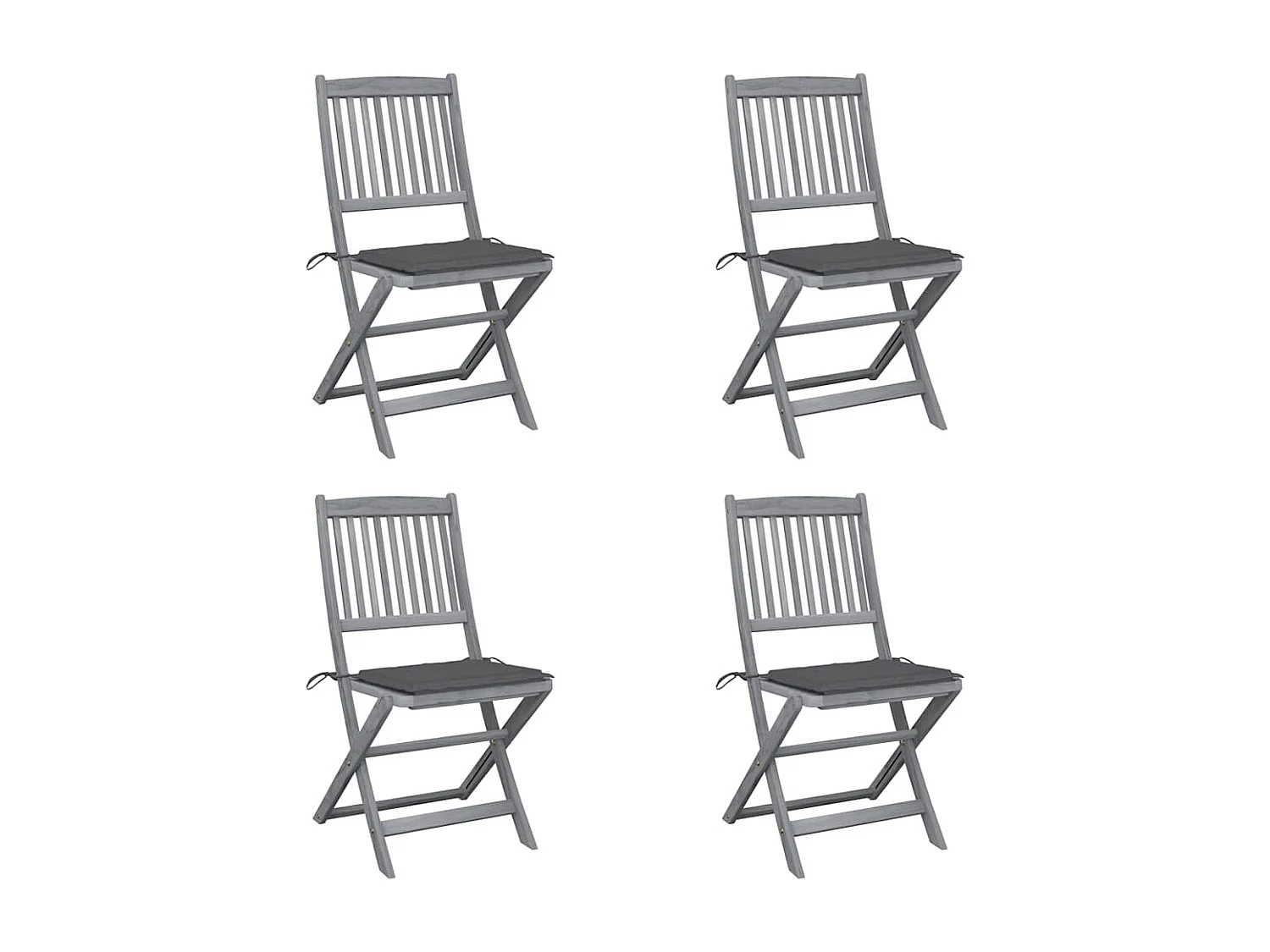 Chaises pliables d'extérieur lot de 4 et coussins Bois d'acacia