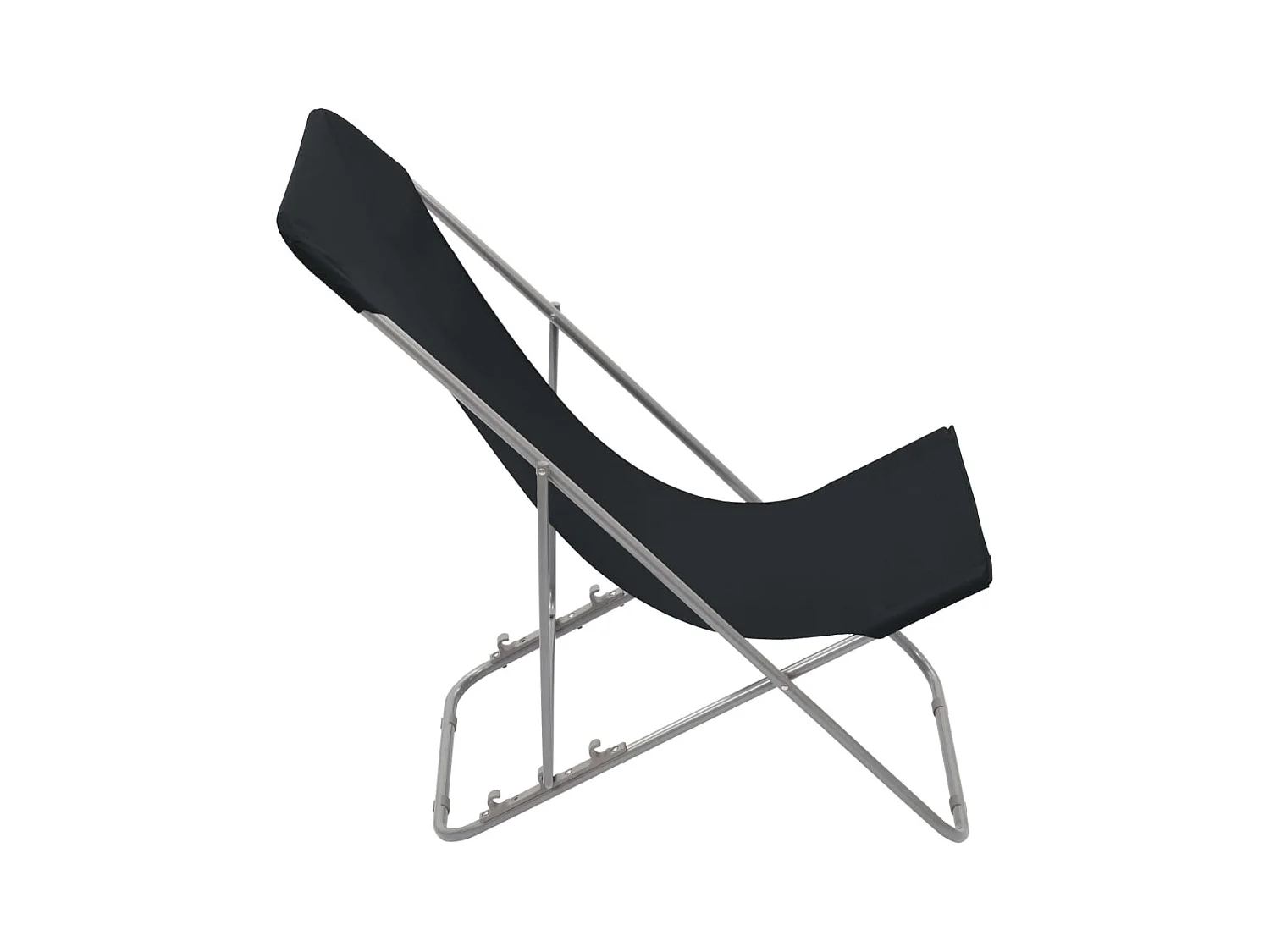 Chaises de plage pliables lot de 2 Acier et tissu oxford Noir