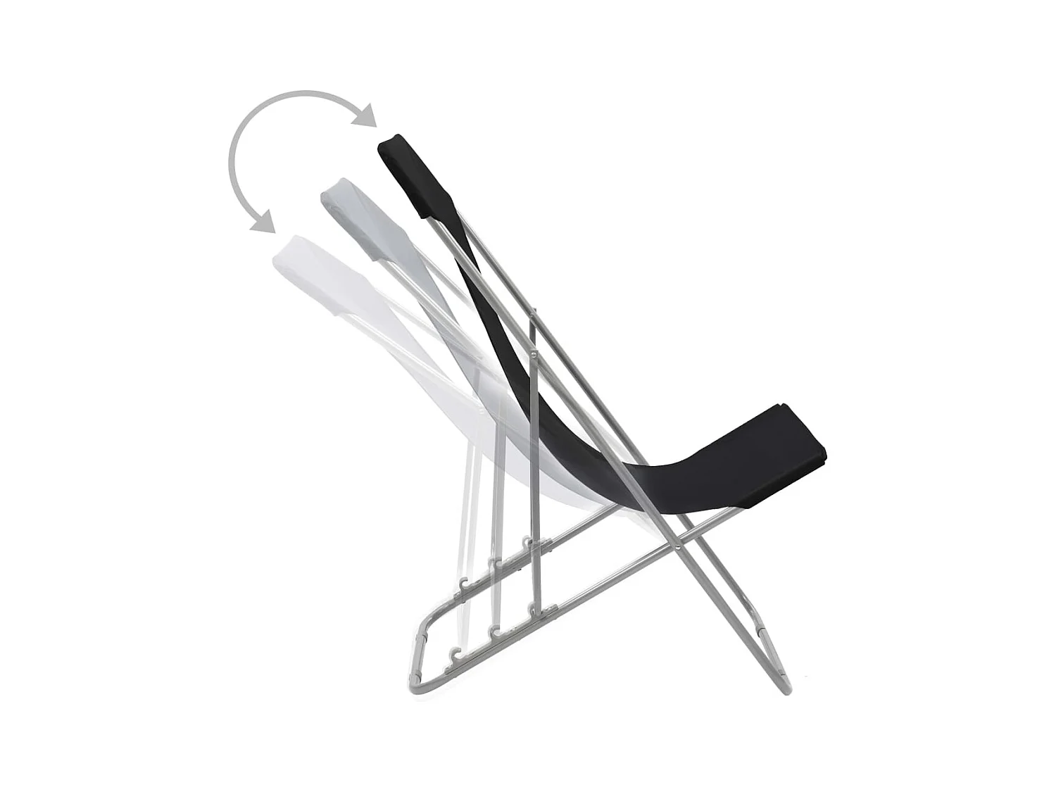 Chaises de plage pliables lot de 2 Acier et tissu oxford Noir