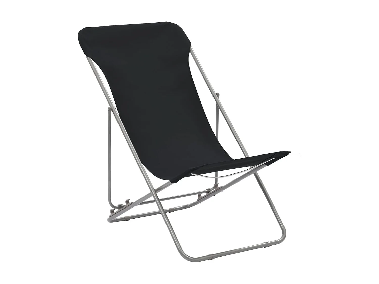 Chaises de plage pliables lot de 2 Acier et tissu oxford Noir