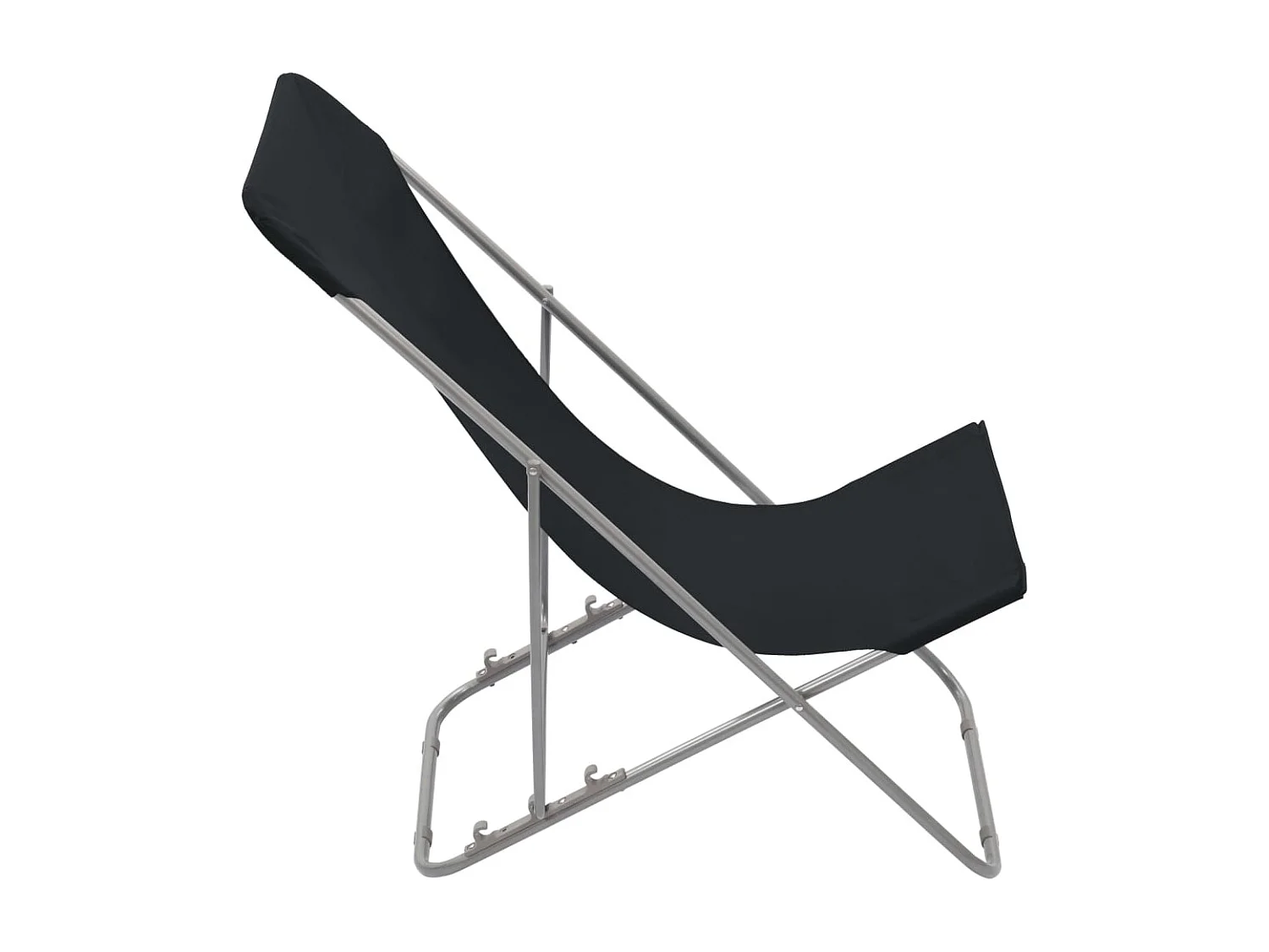 Chaises de plage pliables lot de 2 Acier et tissu oxford Noir