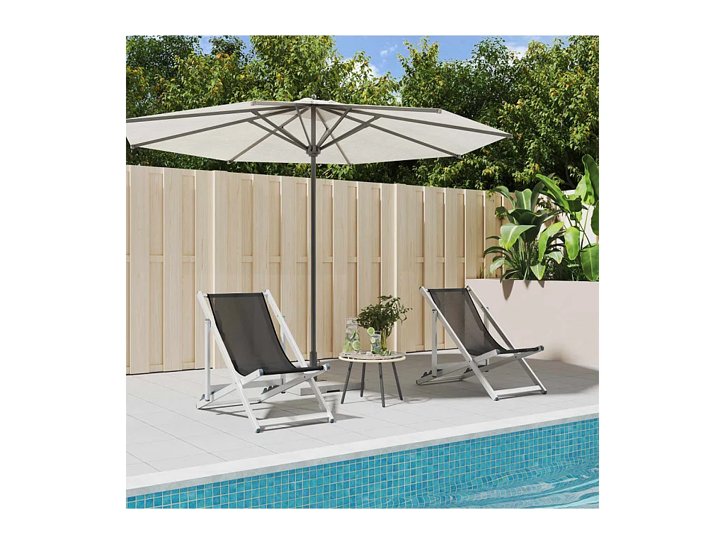 Set di 2 sedie da spiaggia pieghevoli in alluminio grigio e textilene