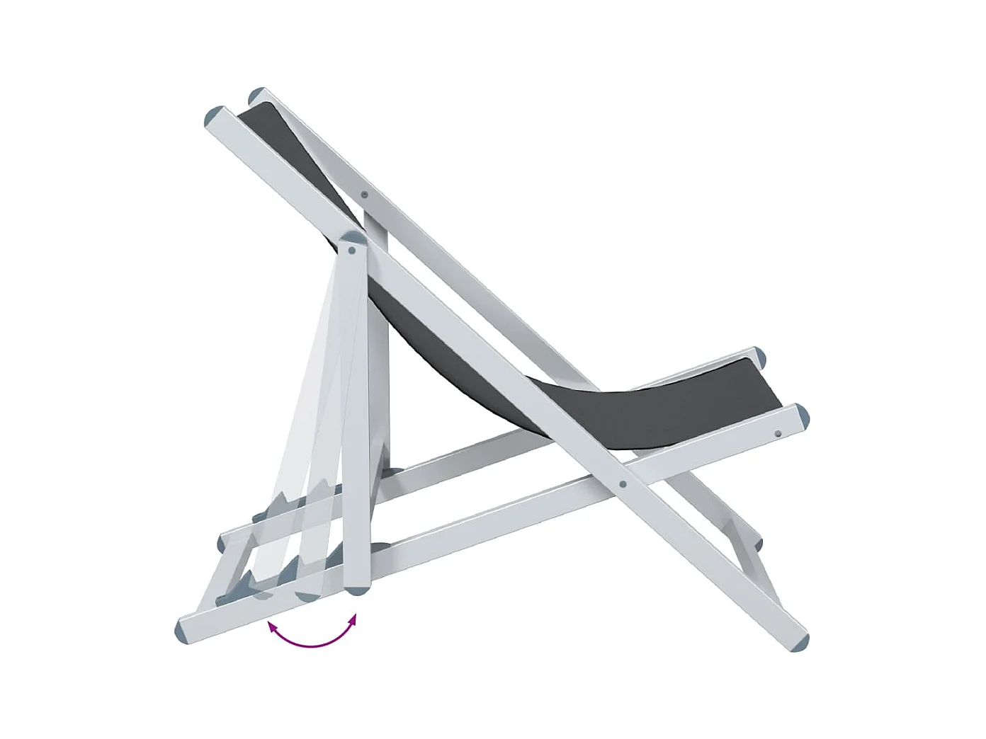 Chaises de plage pliantes lot de 2 gris aluminium et textilène