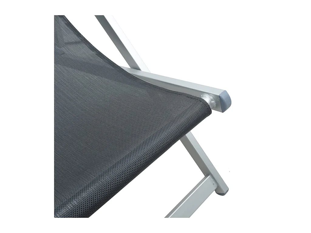 Chaises de plage pliantes lot de 2 gris aluminium et textilène