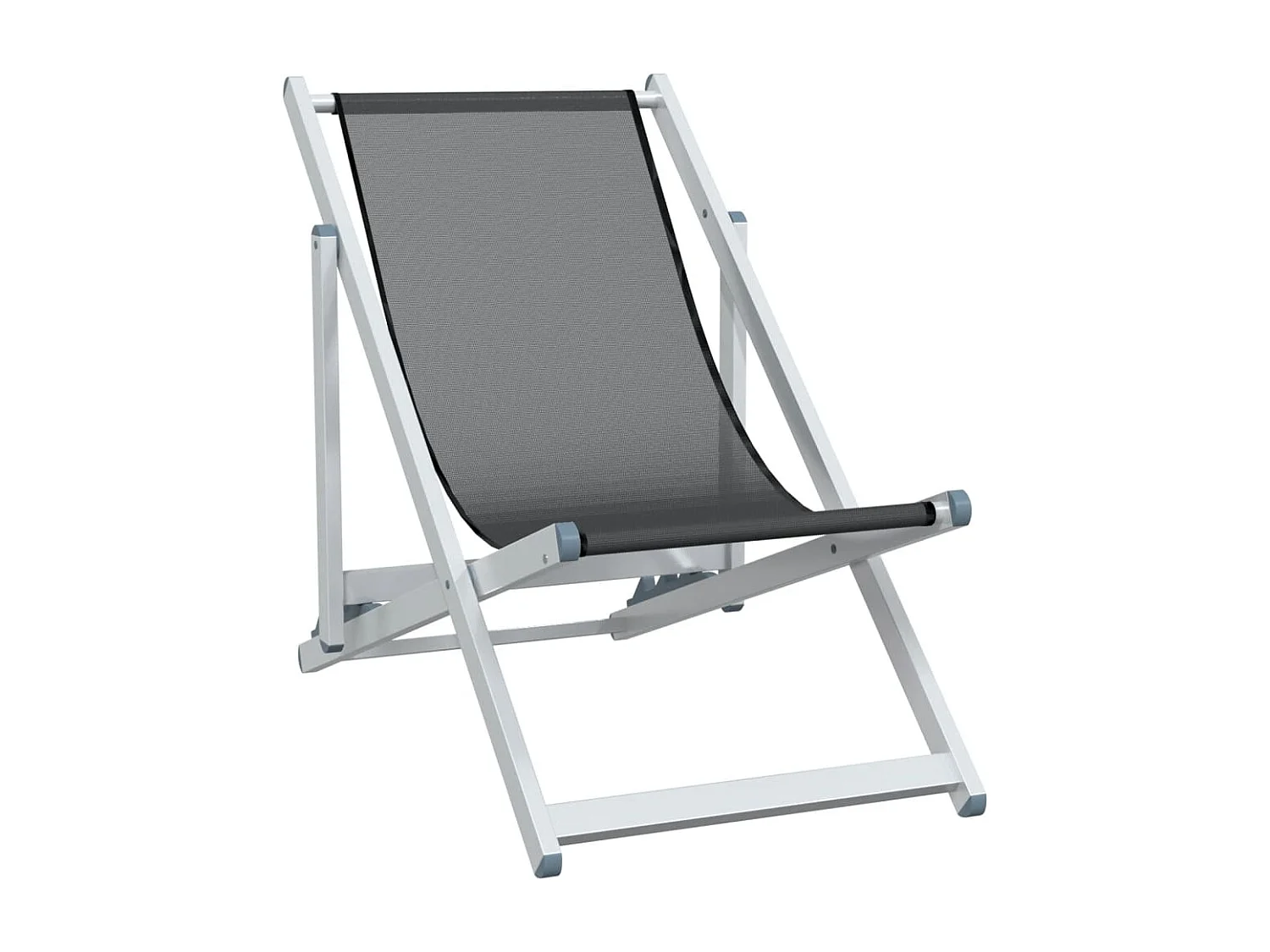 Chaises de plage pliantes lot de 2 gris aluminium et textilène