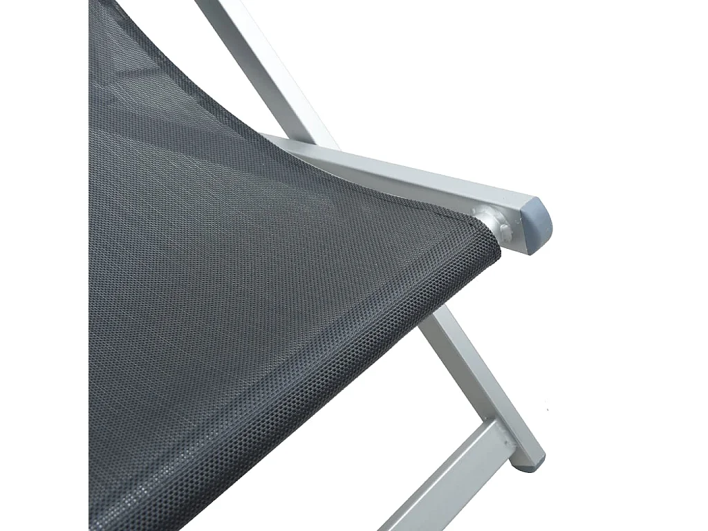 Chaises de plage pliantes lot de 2 gris aluminium et textilène
