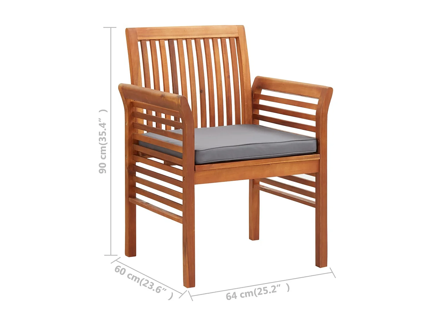 Chaise à dîner de jardin avec coussin Bois d'acacia massif