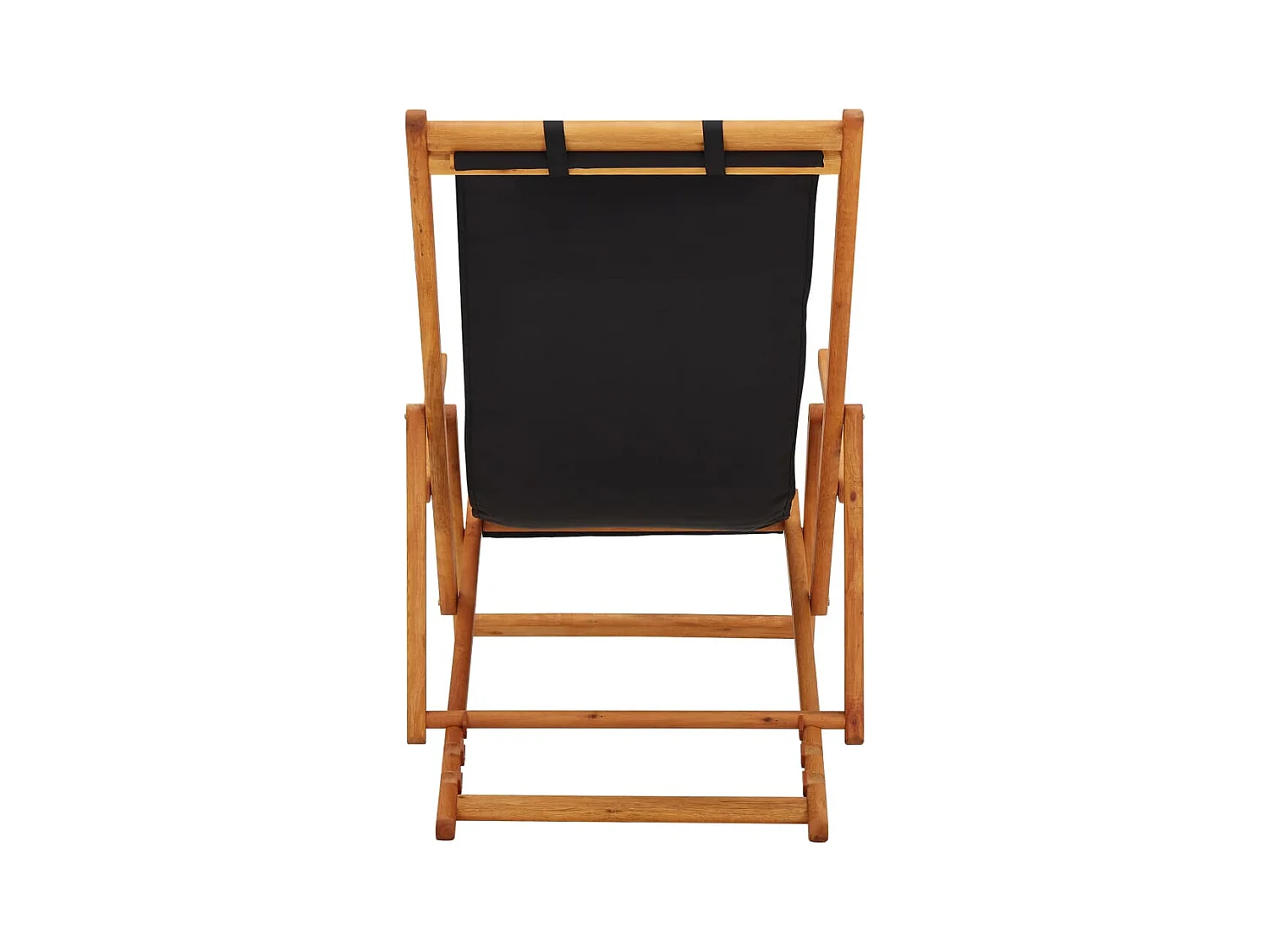 Chaise pliable de plage bois d'eucalyptus solide et tissu noir