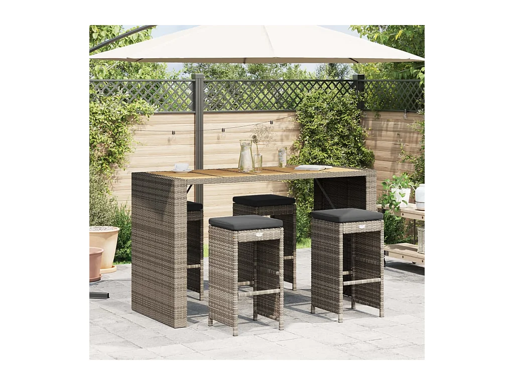 Tabourets de bar de jardin et coussins lot de 4 résine tressée