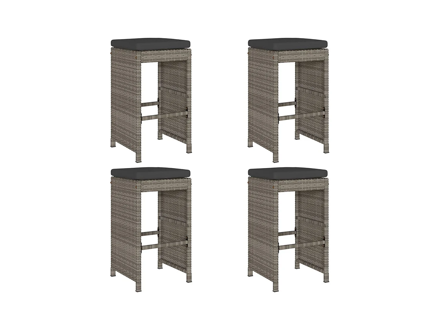 Tabourets de bar de jardin et coussins lot de 4 résine tressée