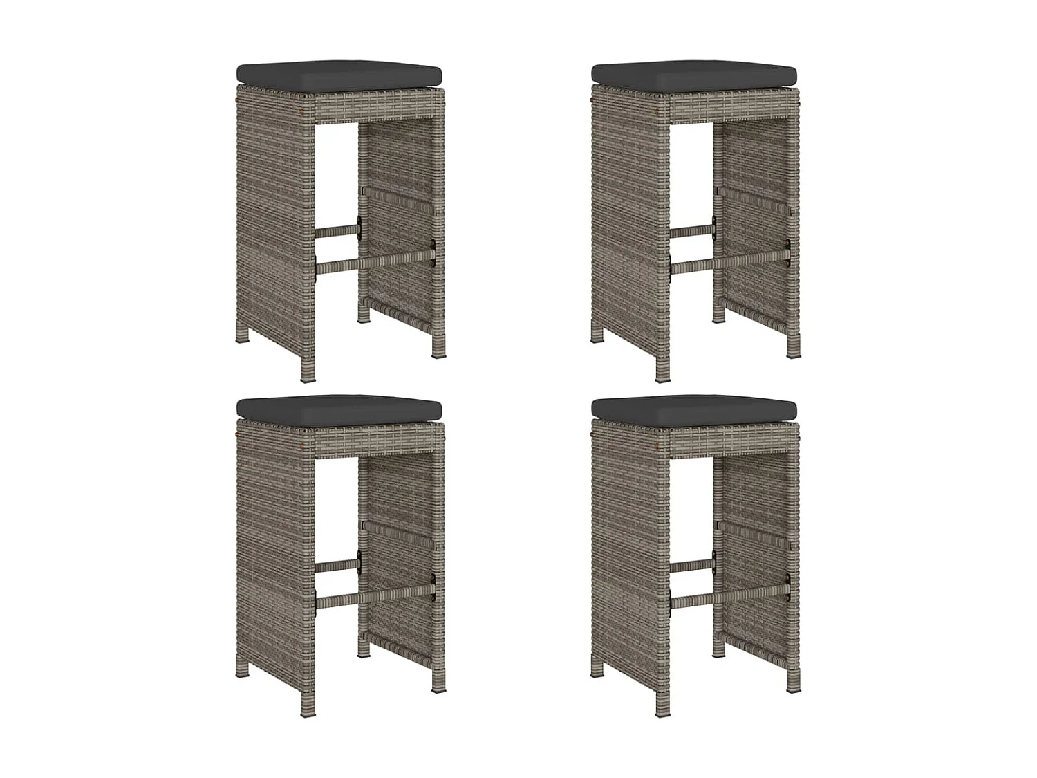 Tabourets de bar de jardin et coussins lot de 4 résine tressée