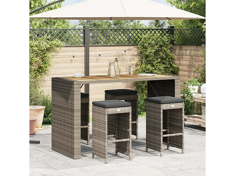 Tabourets de bar de jardin et coussins lot de 4 résine tressée