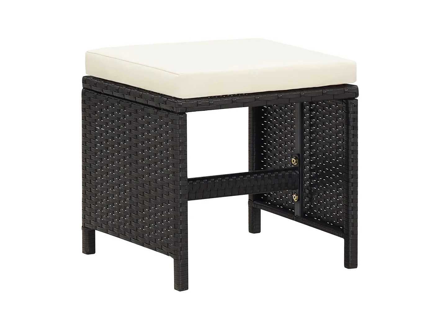 Tabourets de jardin avec coussins lot de 4 noir résine tressée